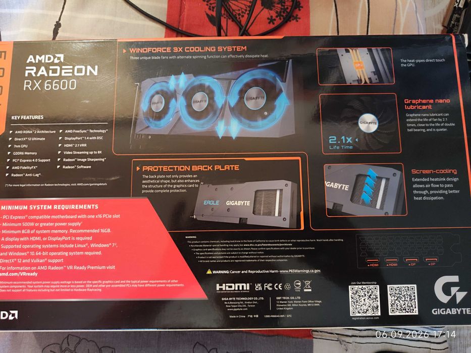 Видеокарта RX 6600 8GB Gigabyte Eagle