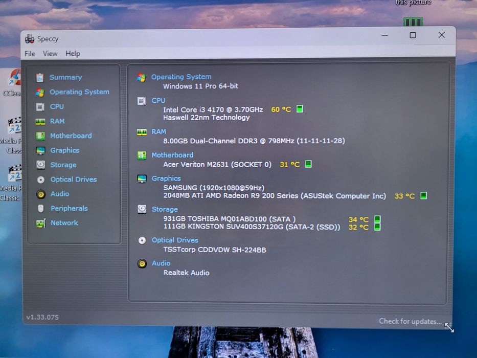 PC Intel Core I3-4170 3.7Ghz 8Gb DDR3 SSD120Gb+Hdd1Tb ATI Radeon R9 270 2Gb