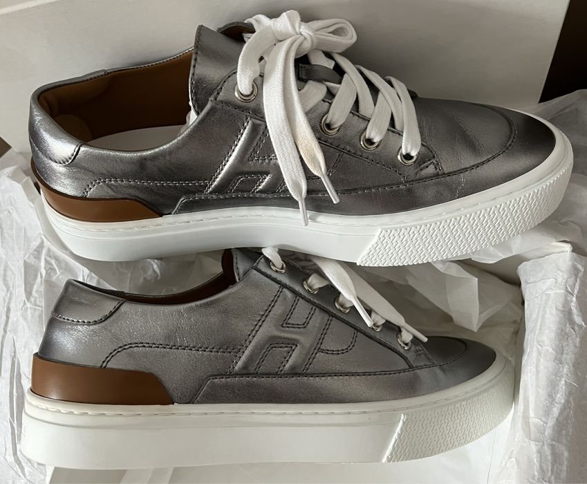 Sneakers dama Hermes Deep metallic silver,produs original.