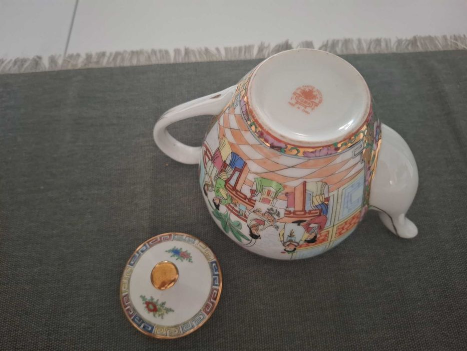 Set complet ceai porțelan chinezesc vintage – Pictat manual – 15 piese