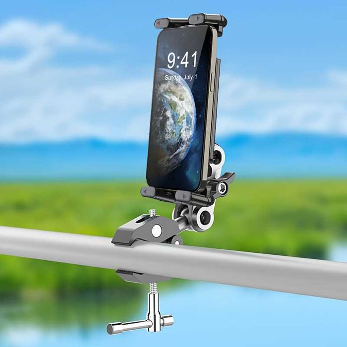 Suport telefon / tableta clema prindere metalica si brat reglabil 360