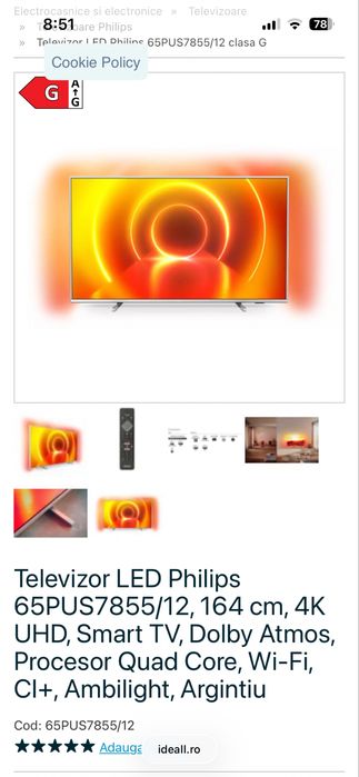 Televizor Philips 164 cm