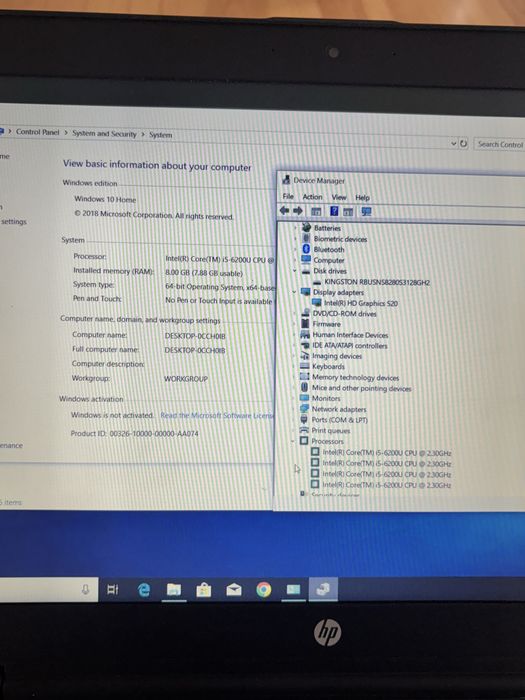 Hp 15,6 inch• i5-6200u•8gb DDR4•SSD•Usb C, Taste luminate•Bateria 4h