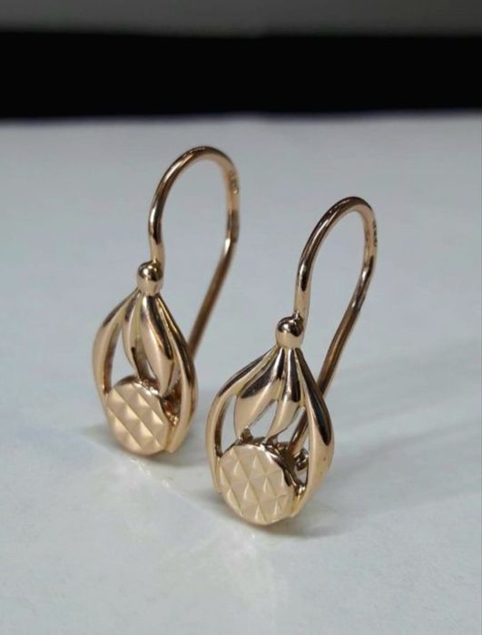 Золотые серьги 583 пробы Ананасики