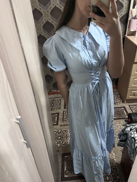 Нежное голубое платье