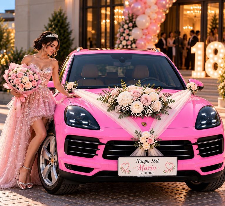 Inchiriere masina nunta Constanta - Porsche Cayenne roz cu sofer