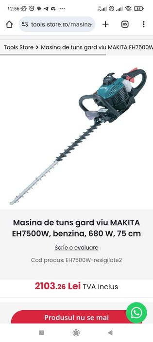 Mașina de tuns gard viu, arbuști MAKITA, lama 75 cm.