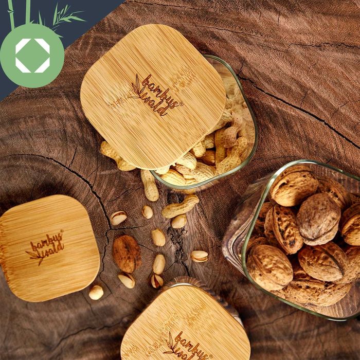 Recipiente premium pătrate cu capac din bambus KLARSTEIN (2,895 RON)