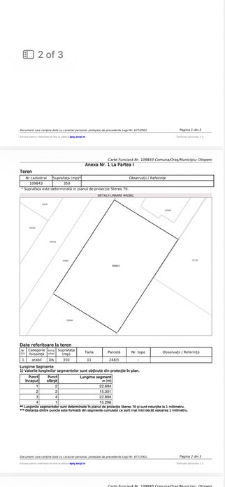 Teren intravilan 350 mp + cota drum ~100 mp | Otopeni | Proprietar