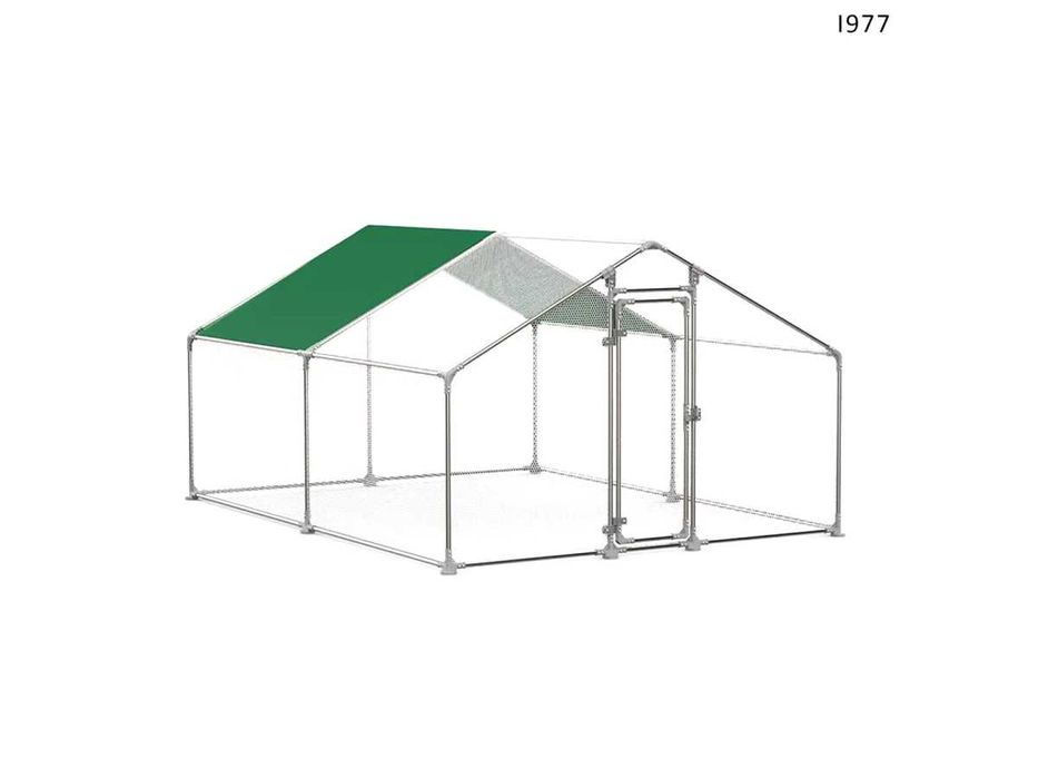 Coteț metalic cu acoperiș pentru păsări de curte și animale 4x2,8 m