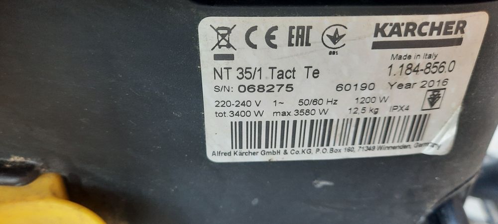 Прахосмукачка  Karcher  nt35/1 Tact Тупалка Сухо Строителство Почиства