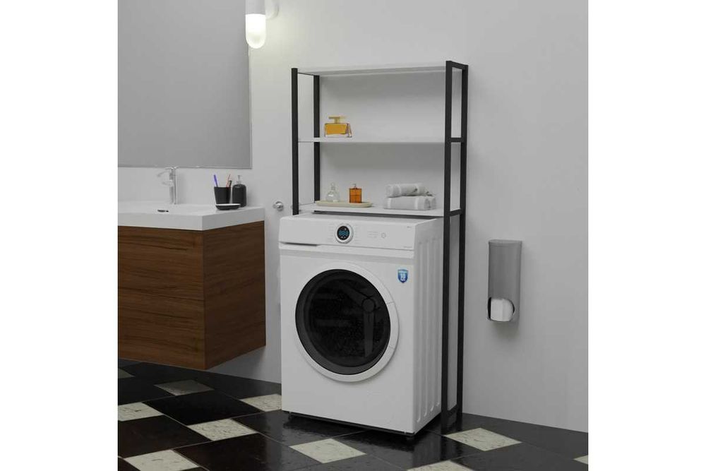 Етажерка за баня Puzzle-home Bothy, Метална рамка и Меланин, 70x21x150