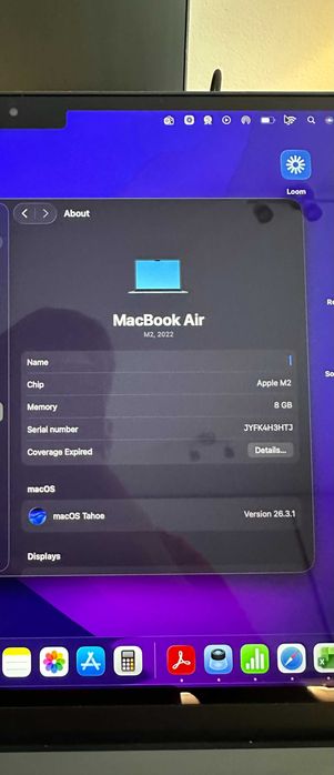 MacBook Air M2 2022 | 8GB RAM | 256GB SSD | Baterie 92% | Midnight