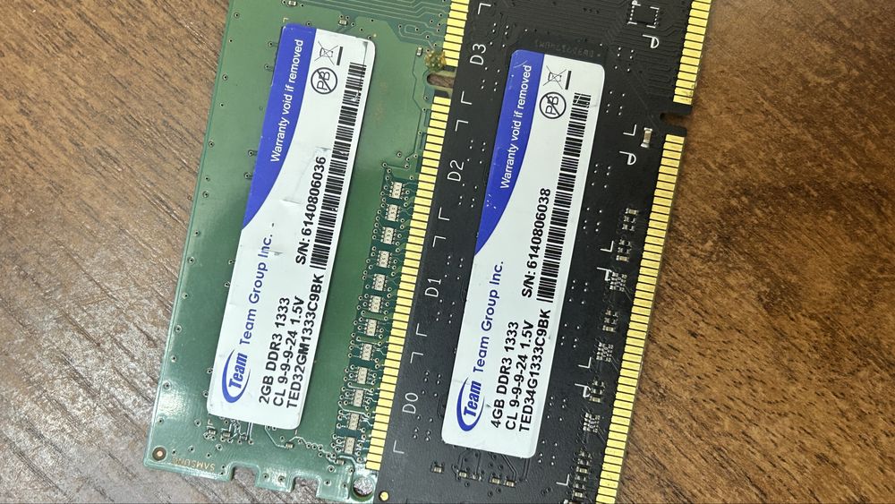 продам две планки озу 6гб