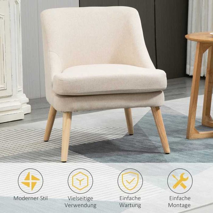 Фотьойл HOMCOM с ленен вид, подлакътник, тапициран релаксиращ фотьойл