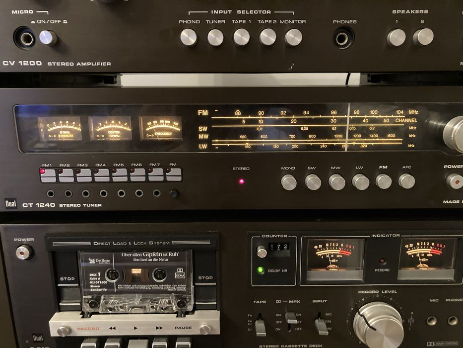 Linie audio Dual, amplificator CV 1200, casetofon C 180, tuner, boxe