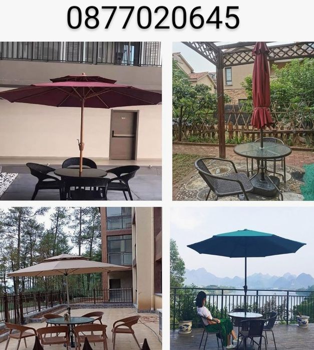 Градински чадър с двоен таван против вятър