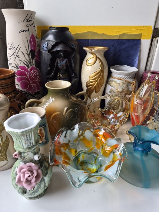 Ваза керамика,стекло.