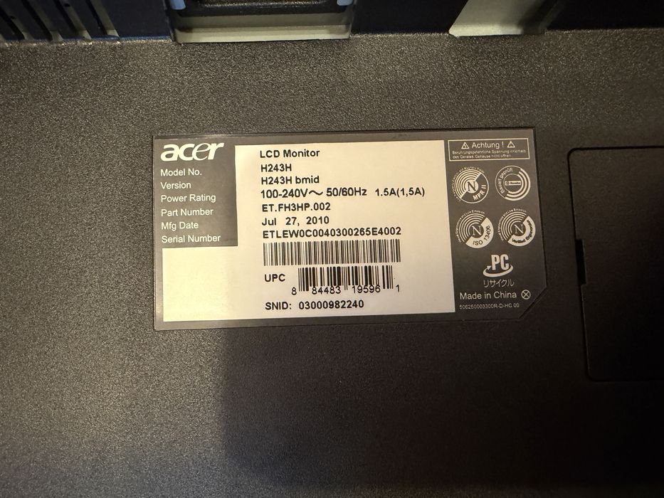 Monitor LCD Acer H243H 24 inch Full HD , Hdmi