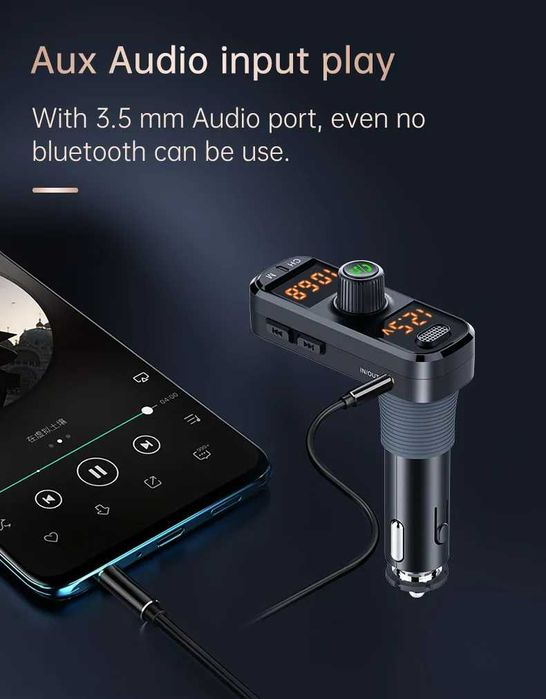 Bluetooth FM трансмитер BC70 Бързо зареждане QC 3.0  USB AUX Блутут