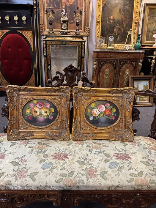 Doua tablouri deosebite - pictura in ulei, rama baroc lemn