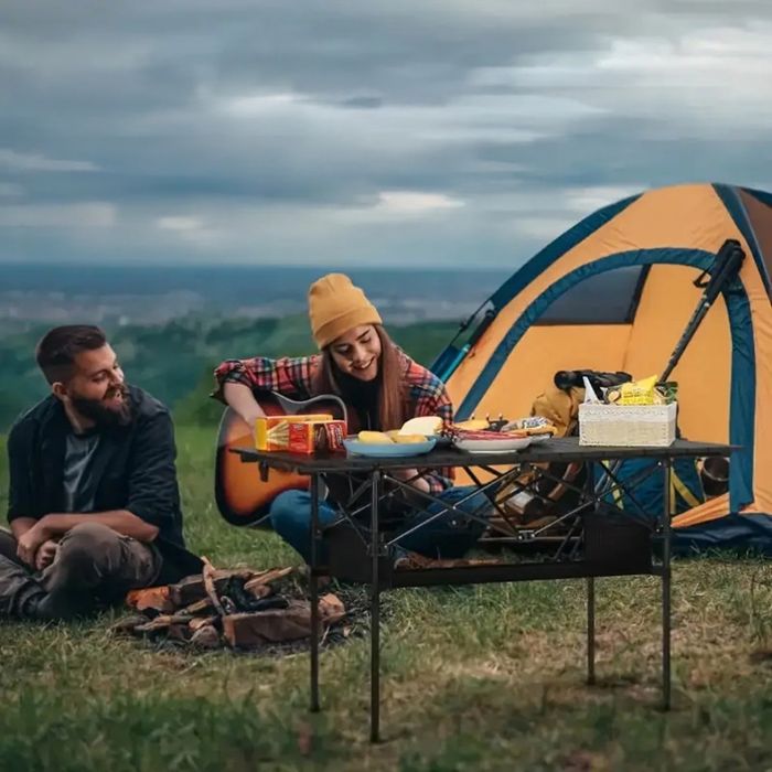 Сгъваема къмпинг маса, 95x56x50 см, стоманена конструкция,