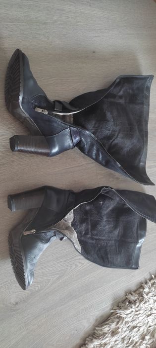 Сапоги зимние, кожанные