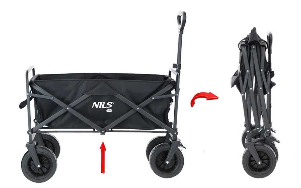 Carucior, Carut, Pliabil, Maner 4 Roti, Capacitate 90kg, Negru