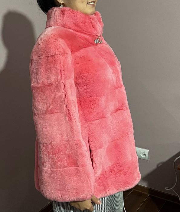 Шуба бобер розовый