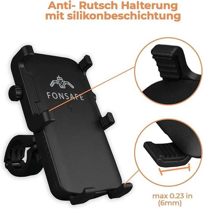 Suport telefon Bicicleta/Moto încărcare wireless 5000mAh și lumină LED