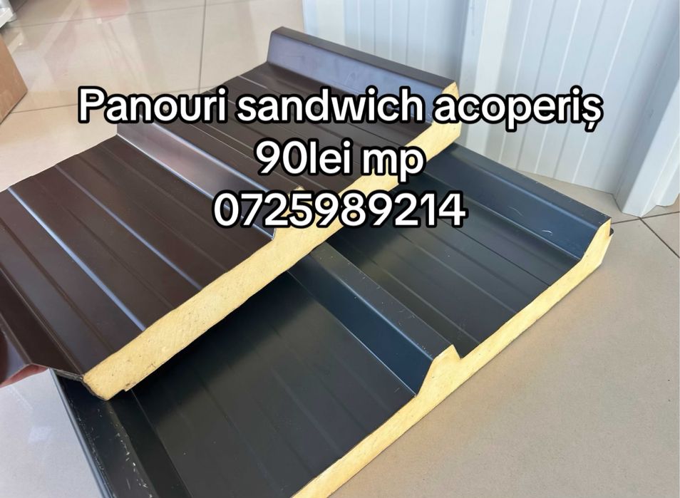 Vand panouri sandwich gri antracit cu prindere ascunsa de 40mm
