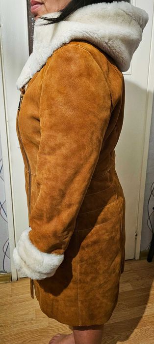 Зимен кожух от естествен велур и вълна