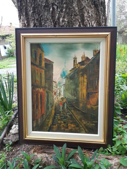 Красива Маслена Картина на Платно Живопис Дървена Рамка