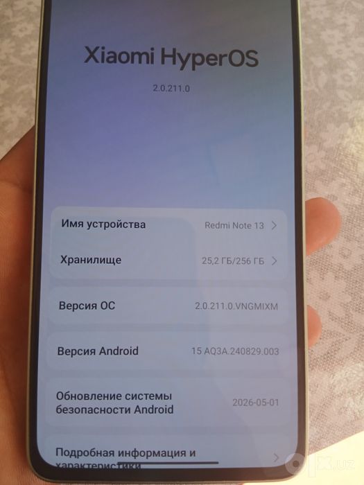 Redmi note 13 hot hotira 256gb holati yaxshi karobka davumenti yuq
