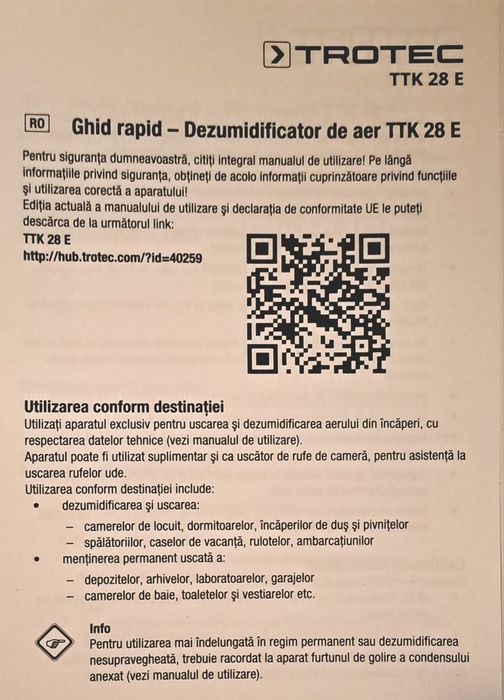 Dezumidificator Trotec TTK28E