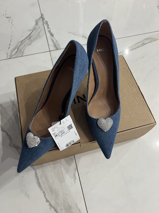 Дамски обувки Mango denim с ток стилето