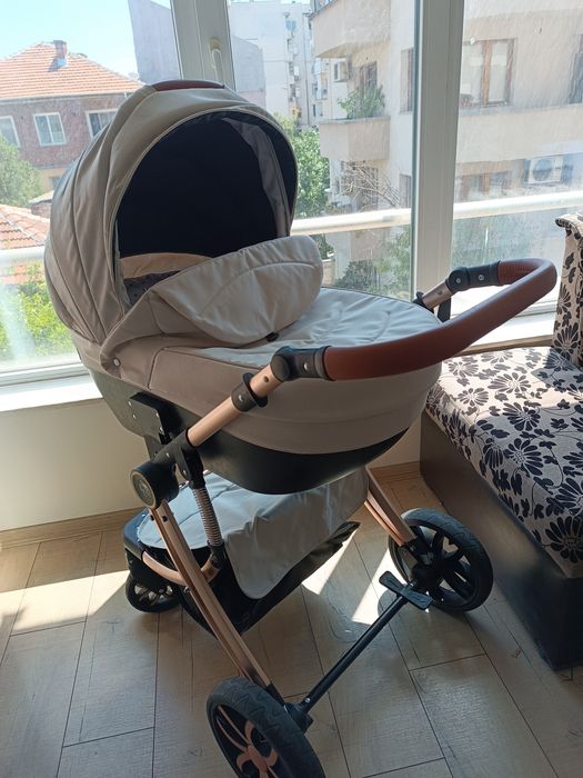 Moni Polly 3в1 - Комбинирана детска количка, бежова