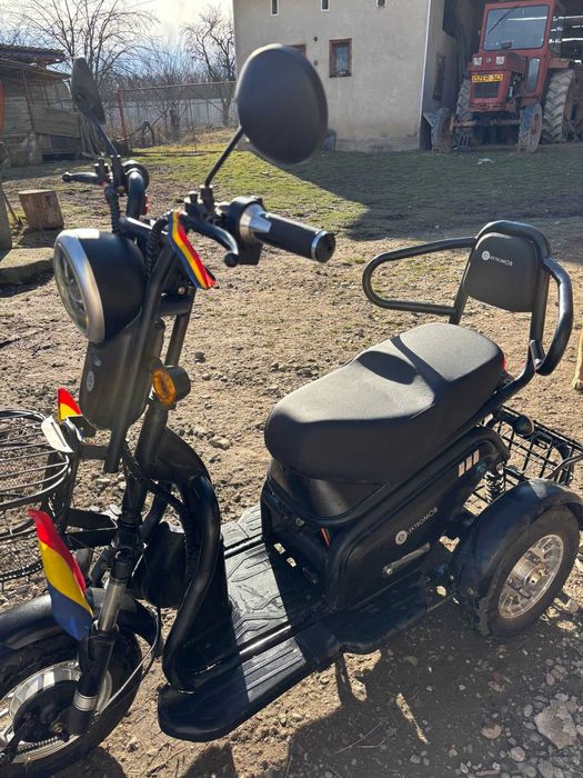 Scuter electric 3 roți Elektromob cu coș de cumpărături