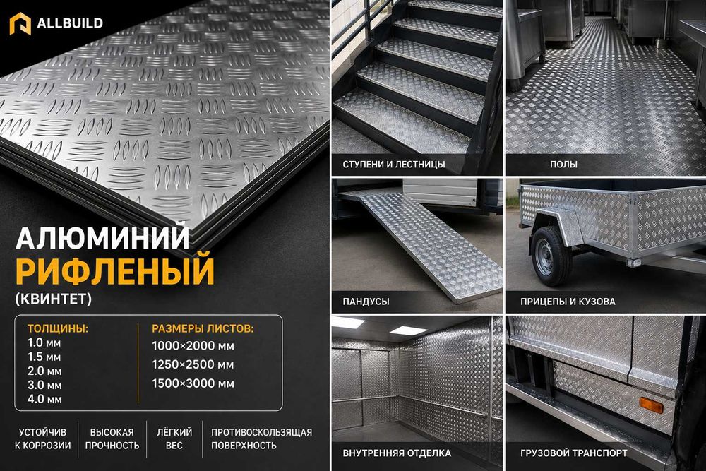 Лист алюминиевый рифленый
