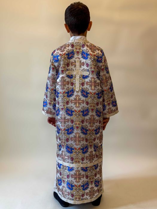 Veșmânt copii (paraclisieri) albastru cu model floral