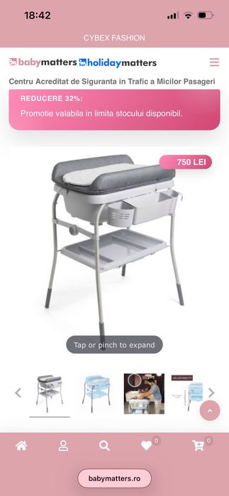 Cadita cu masa de infasat Chicco