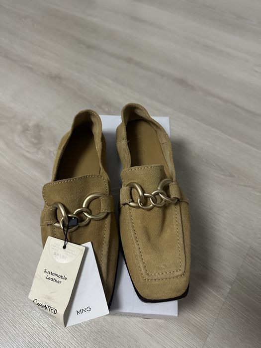 Mocasini Mango din piele întoarsă, cu cataramă, Nr. 36 - 37