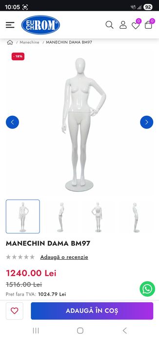 Manechin vitrina dama 1.80 m