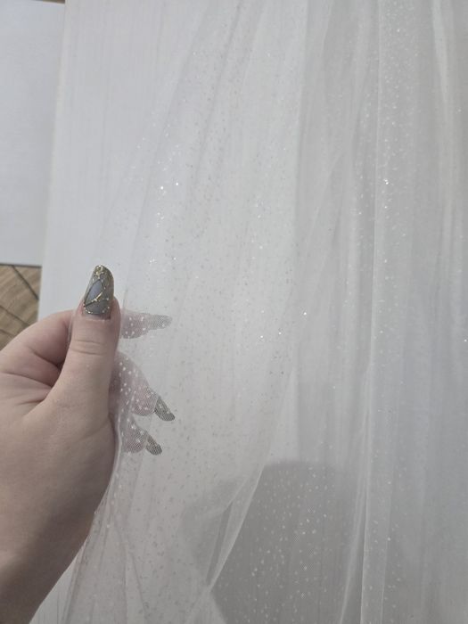 Voal mireasă lung 3m cu sclipici / glitter – Mireasa Modernă (cu pieptene)