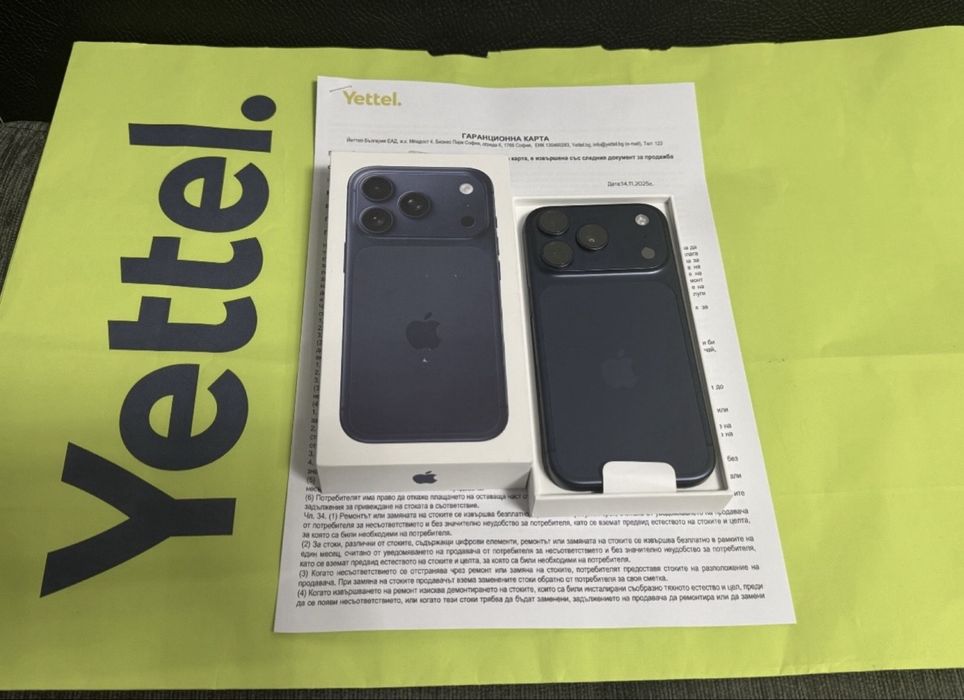 КАТО НОВ 256GB iPhone 17 Pro Yettel Гаранция 2028 Deep Blue