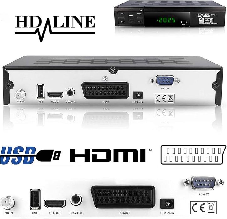 c Echosat HDMI Scart HD DVB S2 Satellite Receiver + 2 Remote Controls, Digital Satellite (DVB-S/S2, HDMI, SCART, 2x USB 2.0 Full HD