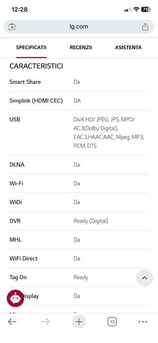 TV LG direct LED 106cm