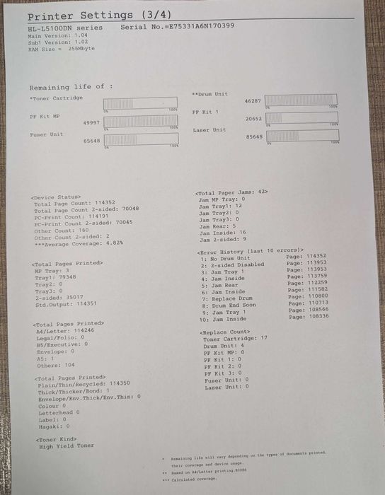 Черно-бял лазерен принтер Brother HL-L5100dn с гаранция