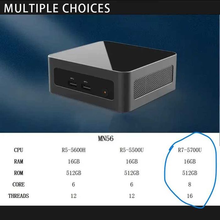 Игровой мини-ПК FIREBAT MN56 AMD Ryzen 7 5700U with Radeon Graphics