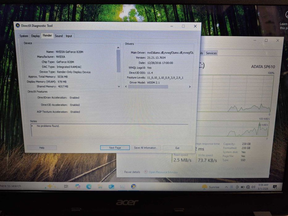 Hope Amanet P10/Laptop Acer Aspire E5